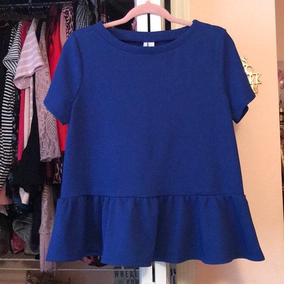 Elle Tops - blue peplum blouse